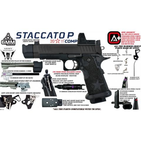 Staccato Licensed P COMP (New Version) Gas Blowback Airsoft Pistol (R611-2A)