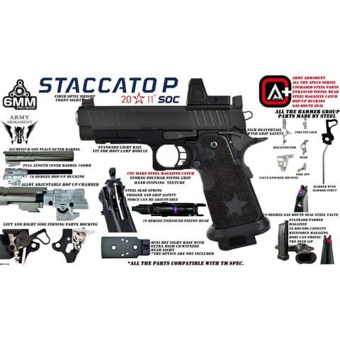 Staccato Licensed P 2011 Gas Blowback T8 Airsoft Pistol (R611-3A)